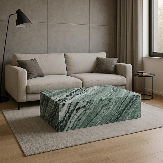 Green  Marble coffee table-90x55x25cm-tavolino in marmo-Table basse en marbre green-table de salon moderne-tavolino verde basso da salotto