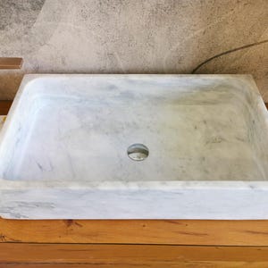 Carrara marble countertop washbasin - 70x40x15cm - marble washbasin - Carrara marble - modern Carrara marble washbasin - Carrara marble design washbasin image 9