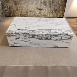 Arabescato marble coffee table-90x50x25cm-tavolino moderno in arabescato-Table basse en arabescato -table de salon moderne-tavolino da caffè image 4