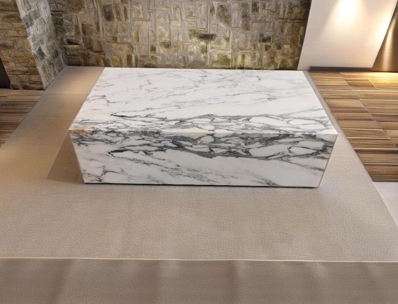 Arabescato marble coffee table-90x50x25cm-tavolino moderno in arabescato-Table basse en arabescato -table de salon moderne-tavolino da caffè image 4