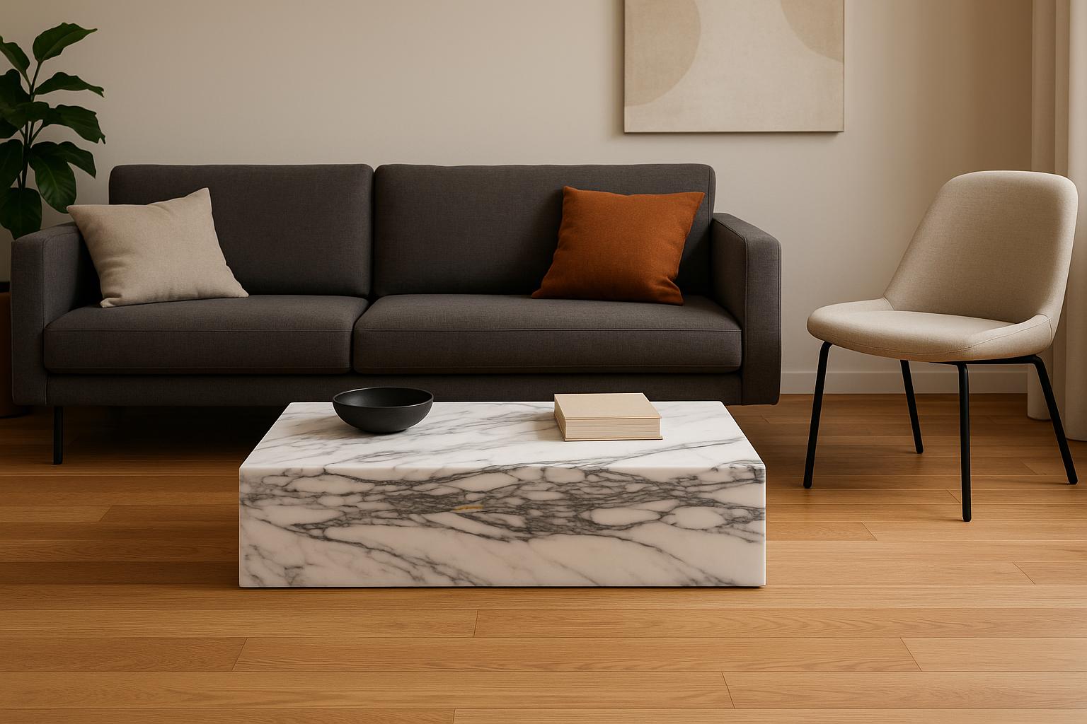 Arabescato marble coffee table-90x50x25cm-modern coffee table in arabesque-Table basse en arabesque -modern living room table-coffee table
