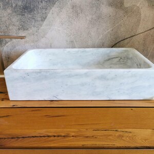 Carrara marble countertop washbasin - 70x40x15cm - marble washbasin - Carrara marble - modern Carrara marble washbasin - Carrara marble design washbasin image 2