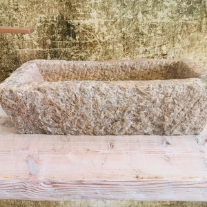 Antikes Waschbecken aus rohem Granit – Größe 53 x 26 x 16 cm – rustikales Außenwaschbecken – rustikales Waschbecken – antikes Außenwaschbecken – altes Außenwaschbecken