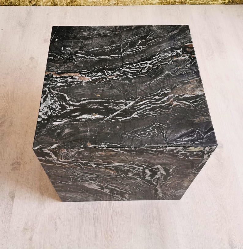 Lunar Marble coffee table-40x40x40-marble coffee table Lunar-Table basse en marbre noir-table de salon moderni-moderner Wohnzimmertisch image 5