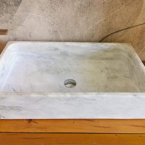 Carrara marble countertop washbasin - 70x40x15cm - marble washbasin - Carrara marble - modern Carrara marble washbasin - Carrara marble design washbasin image 6