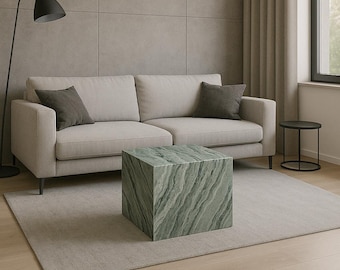 Green marble living room cube - designer green marble coffee table - unique marble coffee table - marble coffee table - marble table