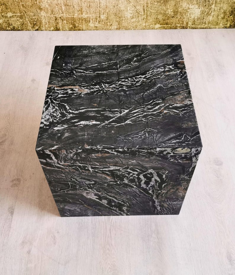 Lunar Marble coffee table-40x40x40-marble coffee table Lunar-Table basse en marbre noir-table de salon moderni-moderner Wohnzimmertisch image 3