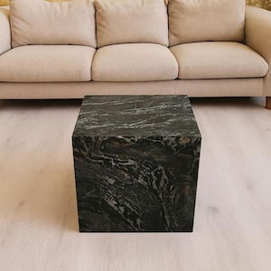 Lunar Marble coffee table-40x40x40-marble coffee table Lunar-Table basse en marbre noir-table de salon moderni-moderner Wohnzimmertisch image 1