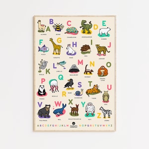 Póster ABC para la habitación de los niños I 40x60 I 30x40 I 50x70 I regalo para niños I aprendiendo el abecedario