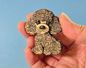 Wooden Poodle Brooch – Handmade Australian Dog Jewellery