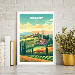 Tuscany travel poster print, Tuscany travel print gift, wall art printable digital download, downloadable art print, wall art print.