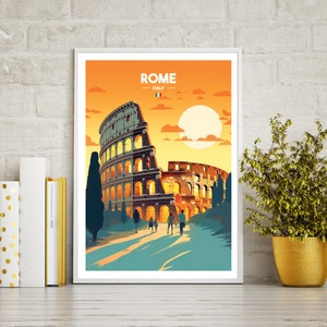 Rome travel poster print, Rome travel print gift, wall art printable digital download, downloadable art print, wall art print, Present.