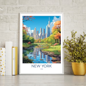 New York City Poster Print, Central Park Poster, New York Travel Print Gift, NYC wall art printable digital download, downloadable art print