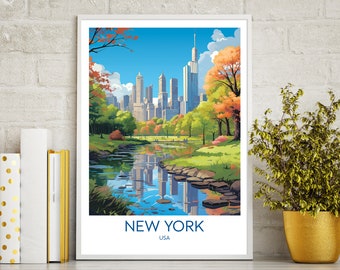 New York City Poster Print, Central Park Poster, New York Travel Print Gift, NYC wall art printable digital download, downloadable art print