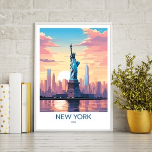 Statue of Liberty Print, New York Poster, New York Travel Print, New York Design, New York Wall Art, New York Illustration,  Gift, Present.