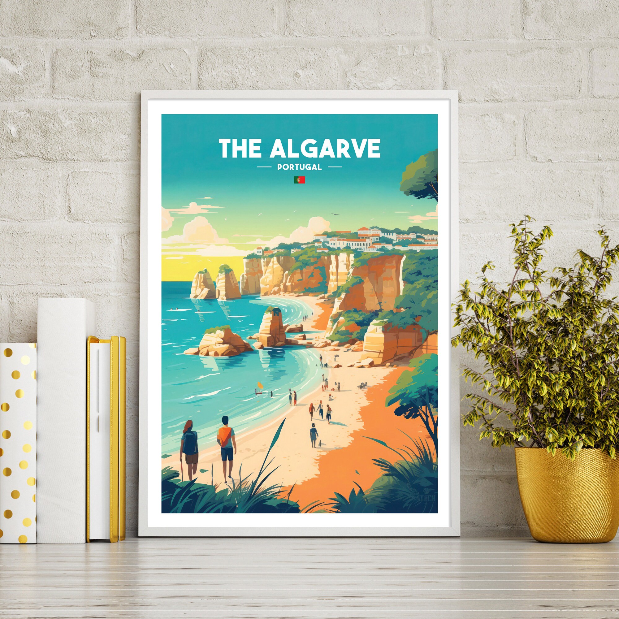 Algarve travel poster print, Algarve travel print gift, wall art printable digital download, downloadable art print, art print décor.