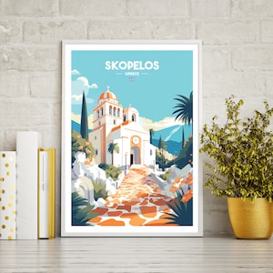 Skopelos travel poster print, Skopelos travel print gift, wall art printable digital download, downloadable art print, wall art print.