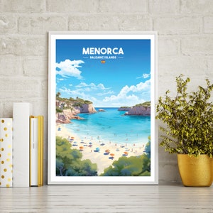 Menorca travel poster print, Menorca travel print gift, wall art printable digital download, downloadable art print, wall art print.