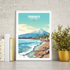 Tenerife travel poster print, Tenerife travel print gift, wall art printable digital download, downloadable art print, wall art print.