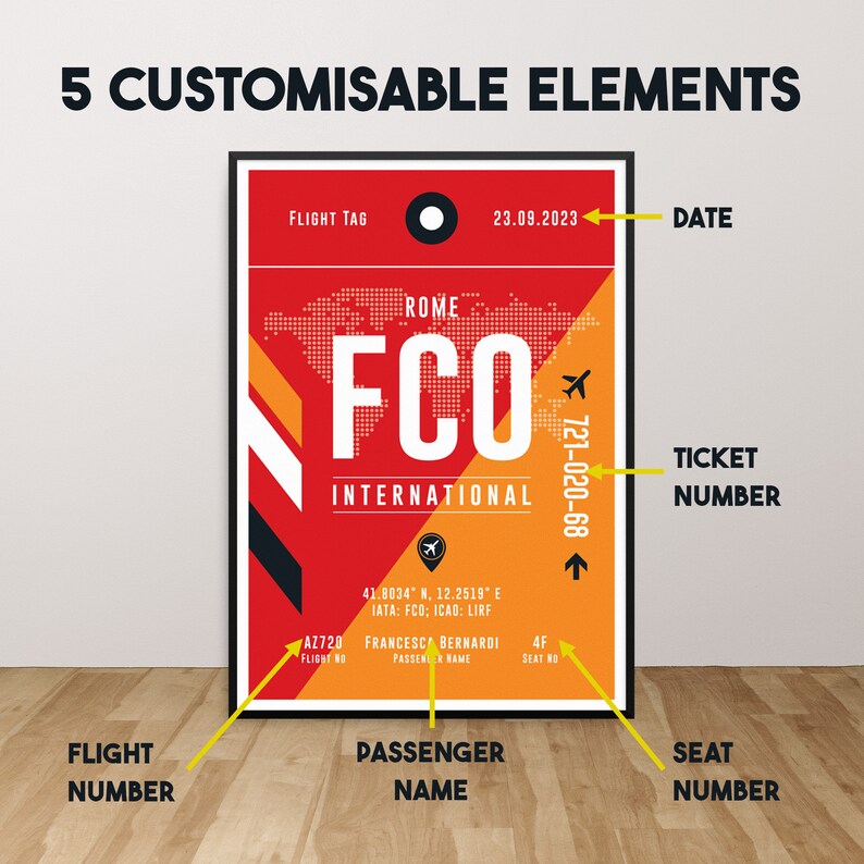 FCO Rome Fiumicino Airport Poster Print