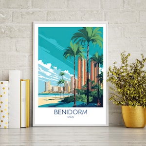 Benidorm travel poster print, Benidorm travel print gift, wall art printable digital download, downloadable art print, wall art print.