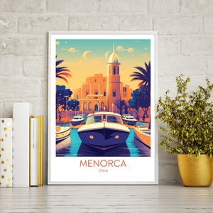 Menorca travel poster print, Menorca travel print gift, wall art printable digital download, downloadable art print, wall art print.