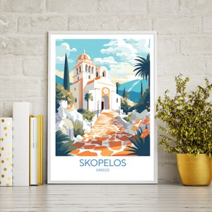 Skopelos Reise Poster Druck, Skopelos Reise Druck Geschenk, Wand Kunst druckbarer digitaler Download, herunterladbarer Kunstdruck, Wand Kunst Druck.