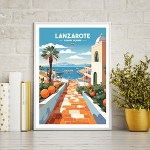 Lanzarote travel poster print, Lanzarote travel print gift, wall art printable digital download, downloadable art print, wall art print.