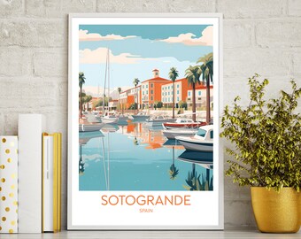 Sotogrande travel poster print, Sotogrande travel print gift, wall art printable digital download, downloadable art print, wall art print.