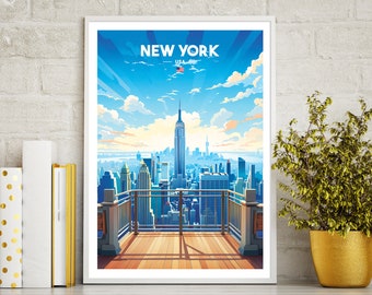 New York City Poster Print, New York Poster, Manhattan Travel Print, NYC wall art printable, digital download, downloadable art print