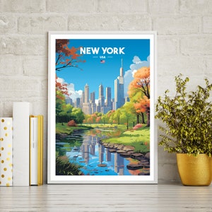 New York City Poster Print, Central Park Poster, New York Travel Print Gift, NYC wall art printable digital download, downloadable art print