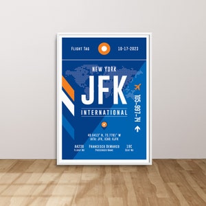 JFK Airport Print, New York Travel Print, Custom Airport Print, NYC Travel Print, Flight Attendant Gift, Personalised Airport Travel Art