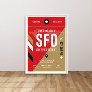 San Francisco Airport Poster, San Fran Travel Print, Custom Airport Poster, SFO Airport Poster, Airport Baggage Print, Custom Pilot Gift
