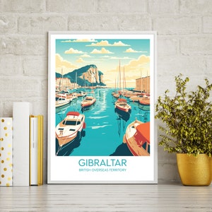 Gibraltar travel poster print, Gibraltar travel print gift, wall art printable digital download, downloadable art print, wall art print.