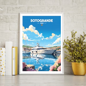 Sotogrande travel poster print, Sotogrande travel print gift, wall art printable digital download, downloadable art print, wall art print.