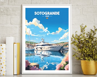 Sotogrande travel poster print, Sotogrande travel print gift, wall art printable digital download, downloadable art print, wall art print.