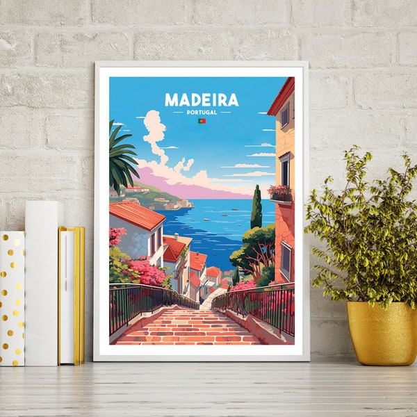Madeira Reise Poster Druck, Madeira Reise Druck Geschenk, Wand Kunst druckbar digitaler Download, herunterladbarer Kunstdruck, Kunstdruck Dekor.