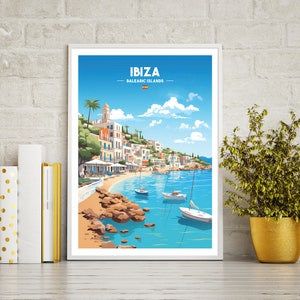 Ibiza travel poster print, Ibiza travel print gift, wall art printable digital download, downloadable art print, wall art, birthday present.
