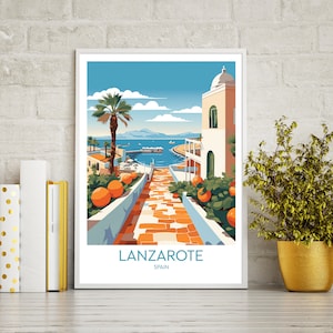 Impresión de póster de viaje de Lanzarote, regalo de impresión de viaje de Lanzarote, descarga digital imprimible de arte de pared, impresión de arte descargable, impresión de arte de pared.