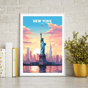 Statue of Liberty Print, New York Poster, New York Travel Print, New York Design, New York Wall Art, New York Illustration,  Gift, Present.