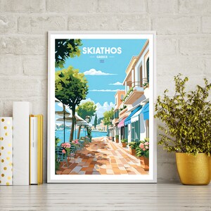 Skiathos travel poster print, Skiathos travel print gift, wall art printable digital download, downloadable art print, wall art print.