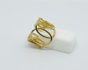 Brede verstelbare roestvrijstalen ring, gouden verstelbare ring, kerstcadeau-idee