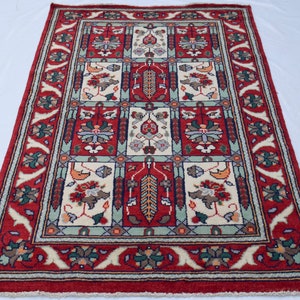 100x150 Teppich, Teppich im Schlafzimmer, Roter Teppich, Handgeknüpfter Shirazi Teppich, afghanischer Teppich, Teppich für Wohnzimmer. 188cm x 121cm, 6.2 x 4.0&#39;ft