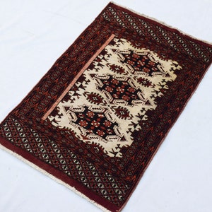 Kleiner türkischer Teppich, kleiner Vintage-Teppich, Wollteppich, Wohnzimmerteppich, Wohndekor-Teppich, Fußmatte.  90 cm x 61 cm / 3.0 x 2.0&#39;&#39;ft
