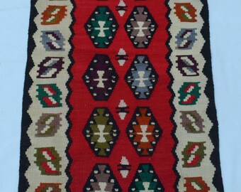 Turkish kilim rug, hand knotted rug, 3x2 rug, flatweave rug, wool rug, vintage rug. 100 cm x  51 cm , 3.3 x 1.7''ft
