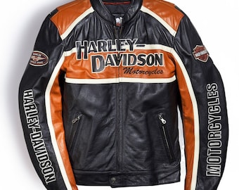 Harley Davidson Leather Jacket Classic Cruiser 98118-08VM Unisex Vintage Biker Jacket Motorcycle Clothing Classic Outerwear racing jacket