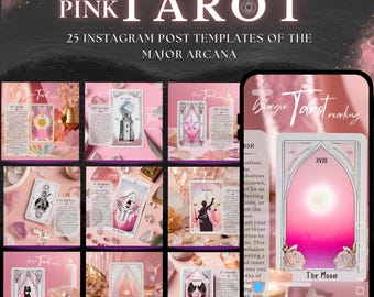 Modelli Instagram con tarocchi rosa: 22 Arcani Maggiori (modificabili su Canvas)