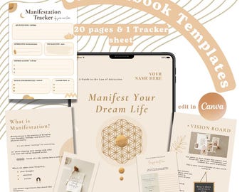 Manifestation Ebook & Tracker Canva Template: Dream Life Workbook (Digital Download)