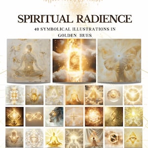 Pacchetto PNG "Spiritualità Spirituale" - 40 illustrazioni simboliche per Instagram, grafica quadrata 1:1 ad alta risoluzione, 300 DPI, download digitale mistico