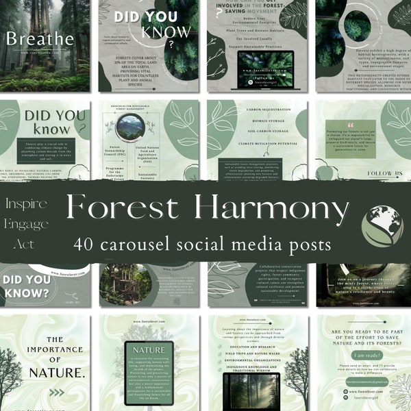 Green Forest Protection Instagram Post Template, Conservation Advocacy, Earthy Feed, Adventure and Travel, Nature Quotes, Forest Harmony